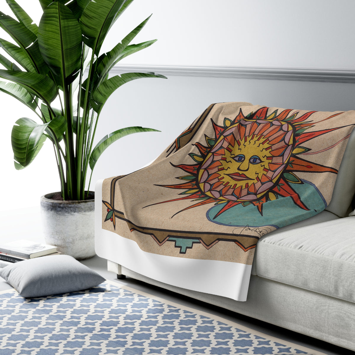 Sherpa Premium Fleece Art Blanket | Sun Face
