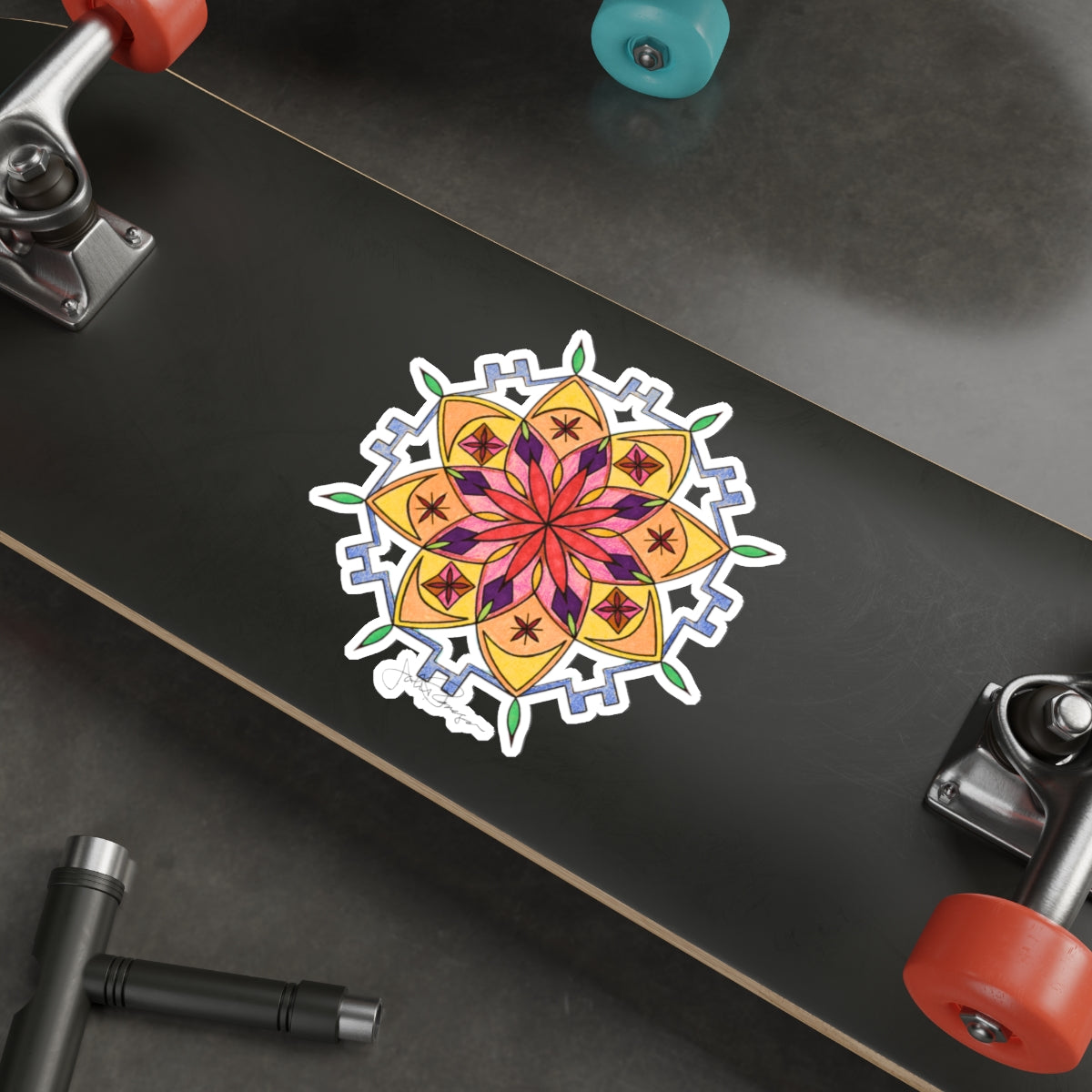Premium Die-Cut Waterproof Vinyl Sticker | Snow Mandala