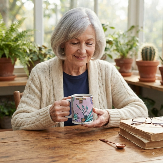 Premium Ceramic Art Mug (11 oz/15 oz) | Deep Purple Visions