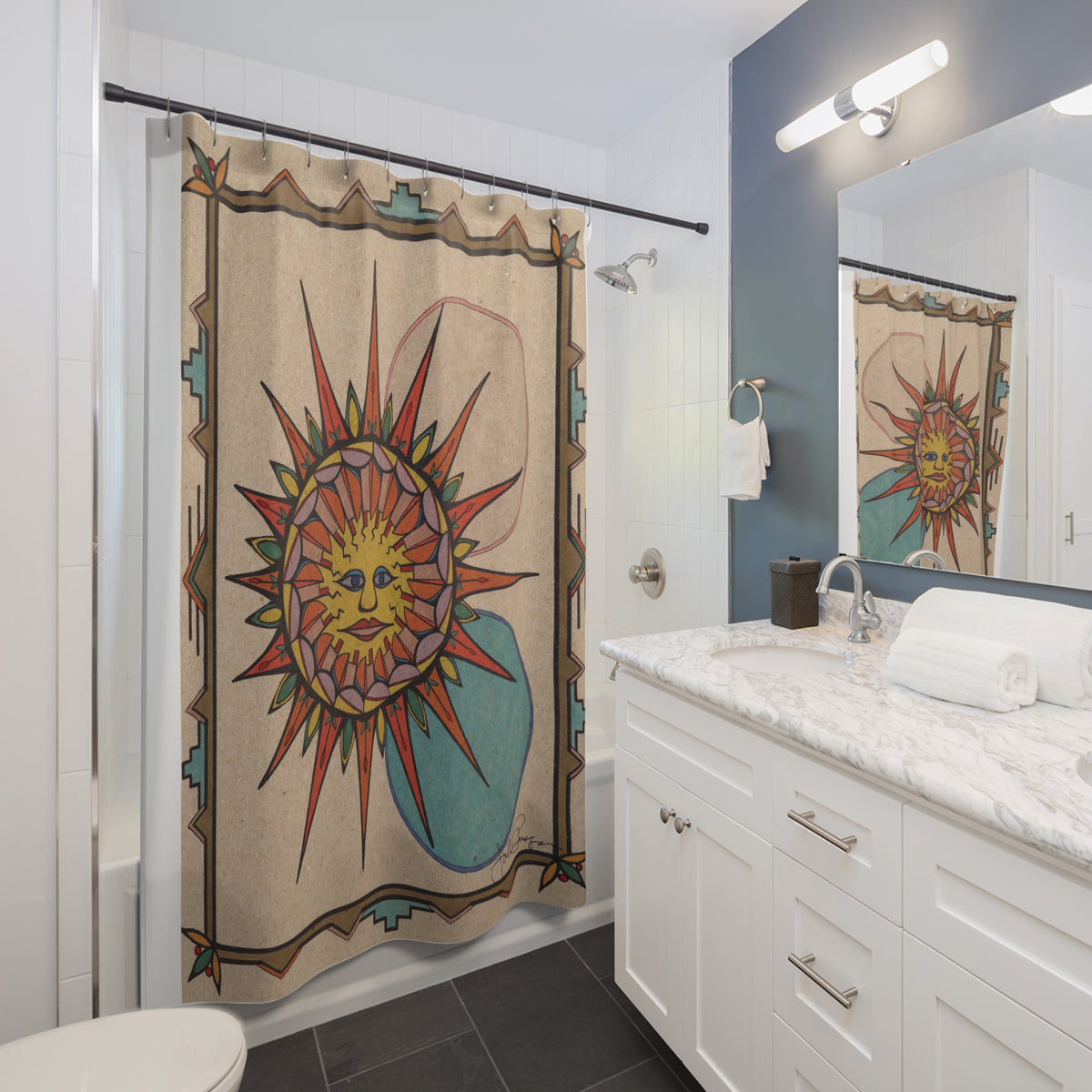 Artistic Shower Curtain | Sun Face