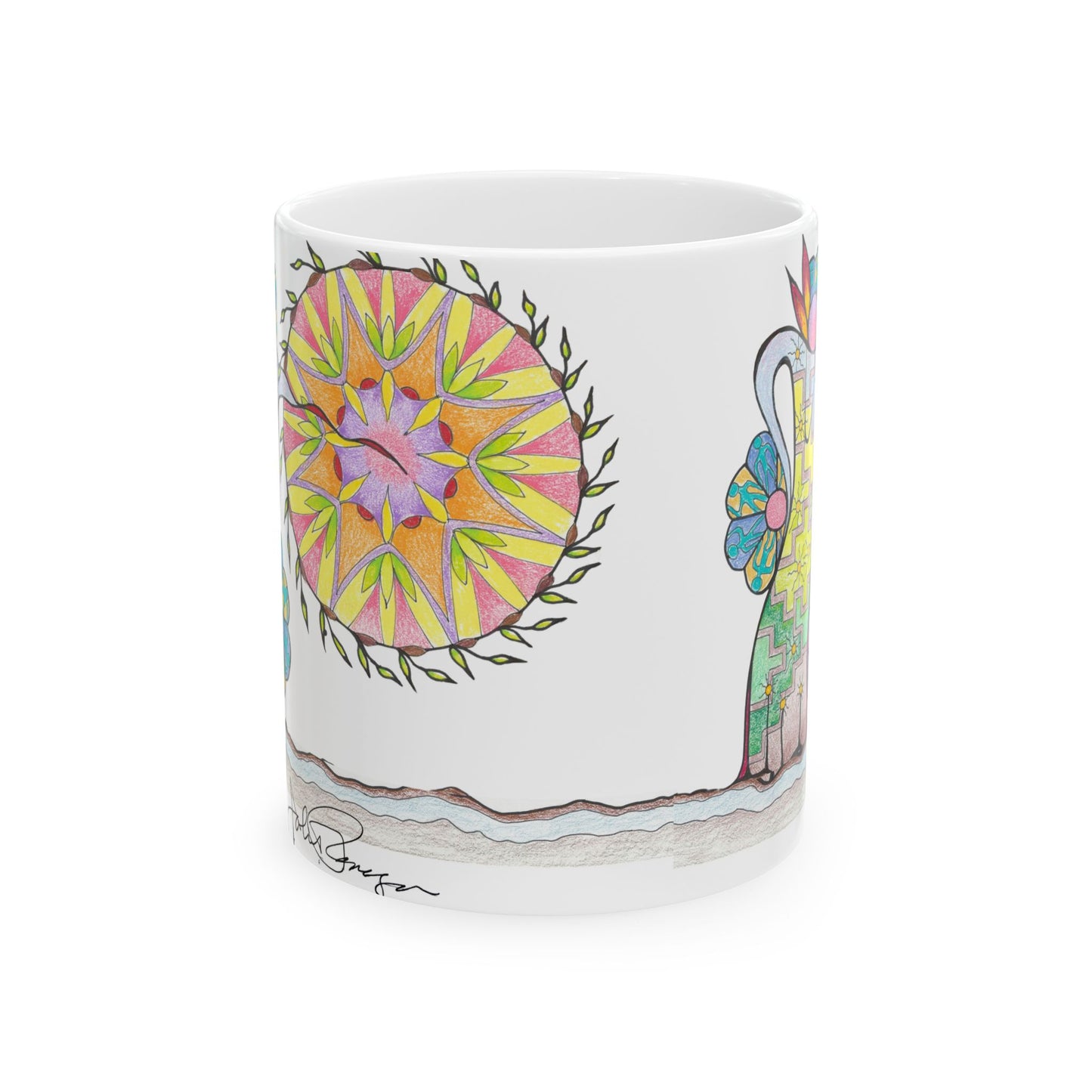 PowWow Drum - Wrap-Around Ceramic Art Mug (11oz/15oz)