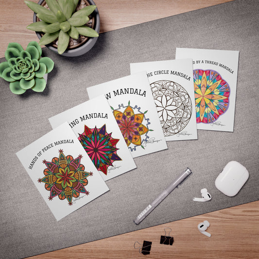Artistic Blank Note Card Set with Envelopes (5 pack) | Sacred Mandala Collection 1