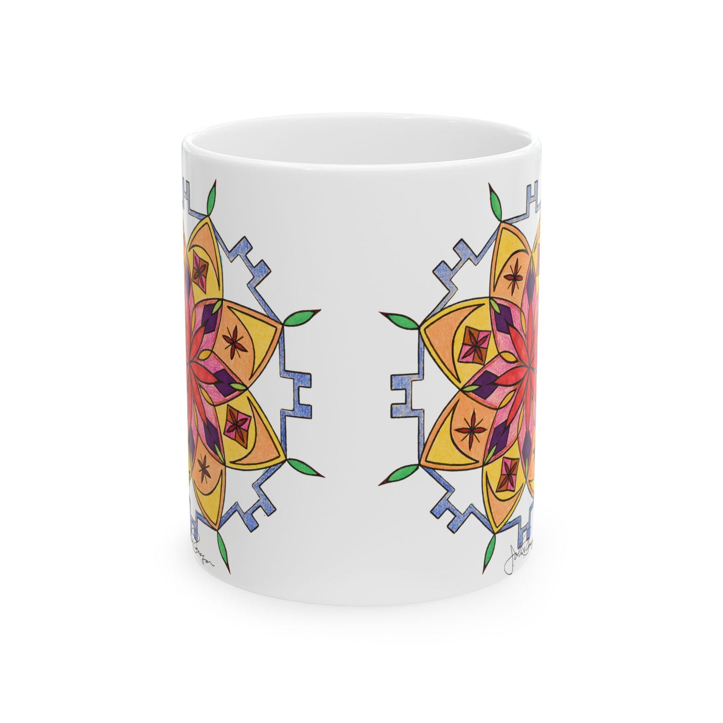 Snow Mandala - Wrap-Around Ceramic Art Mug (11oz, 15oz)