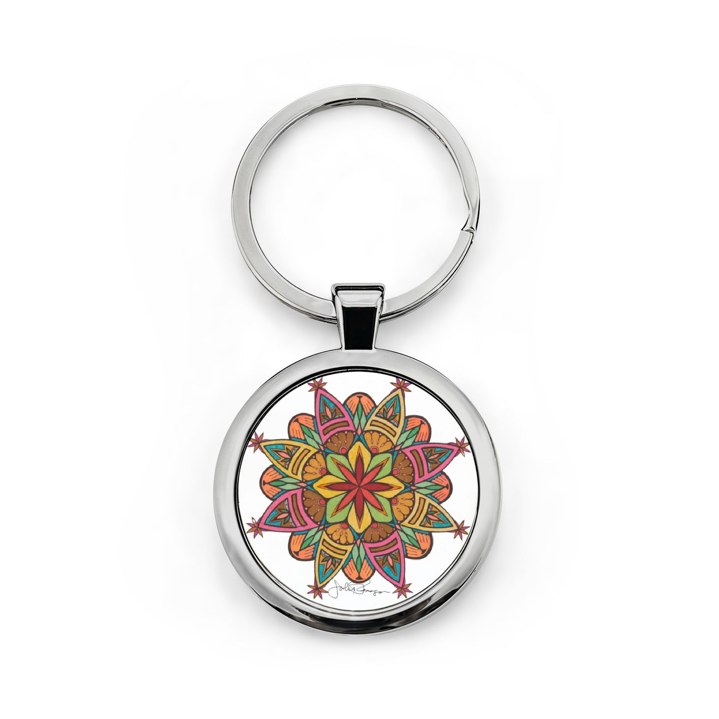 Hands of Peace Mandala - Stainless Steel Art Keychain