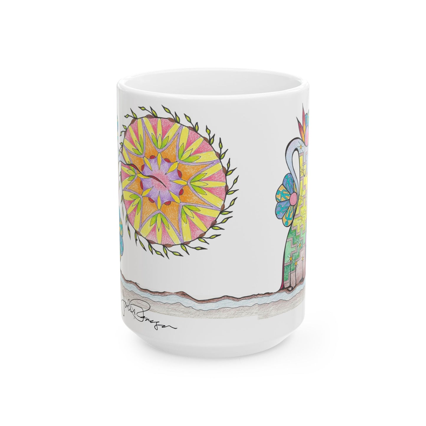 PowWow Drum - Wrap-Around Ceramic Art Mug (11oz/15oz)