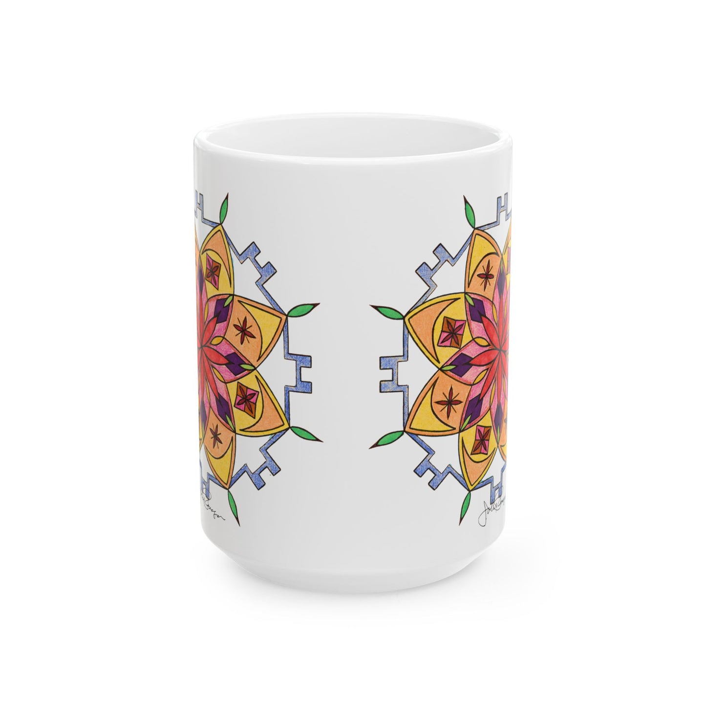 Snow Mandala - Wrap-Around Ceramic Art Mug (11oz, 15oz)