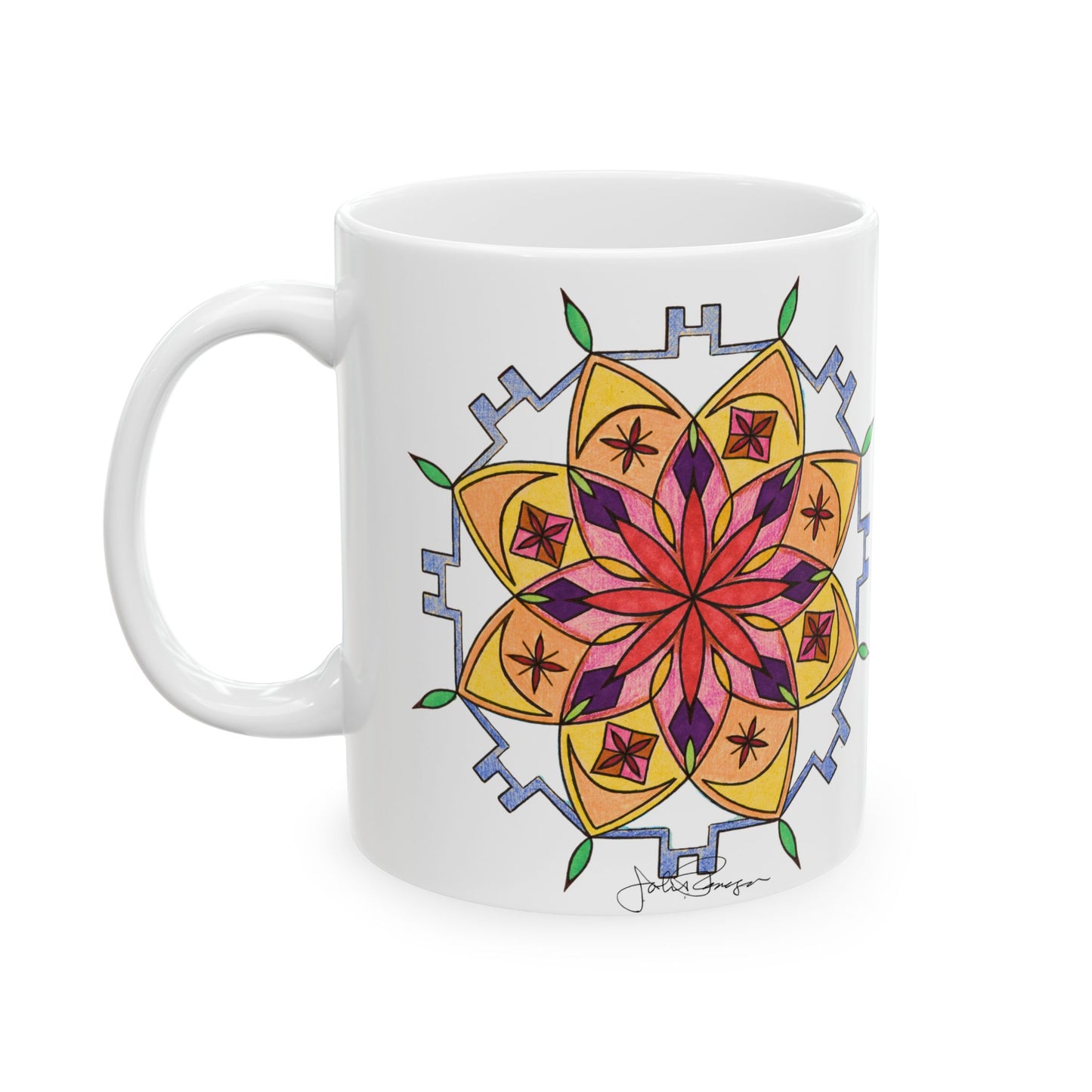 Snow Mandala - Wrap-Around Ceramic Art Mug (11oz, 15oz)
