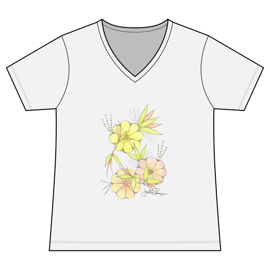 Woman's Premium Short Sleeve V-Neck Wearable Art | Blossoms