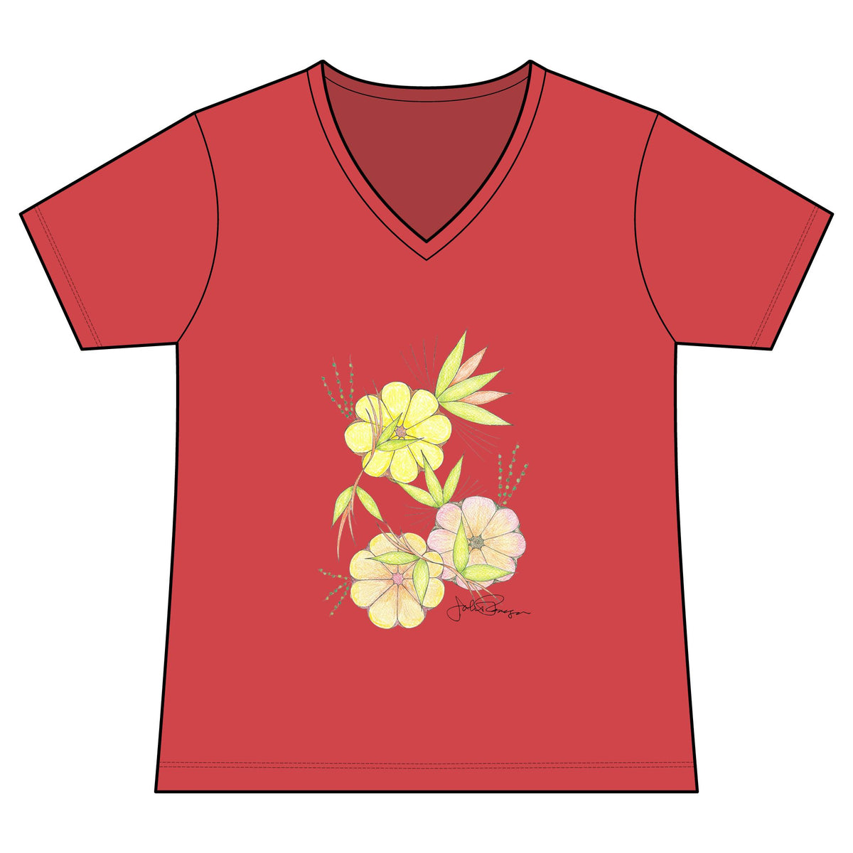 Woman's Premium Short Sleeve V-Neck Wearable Art | Blossoms