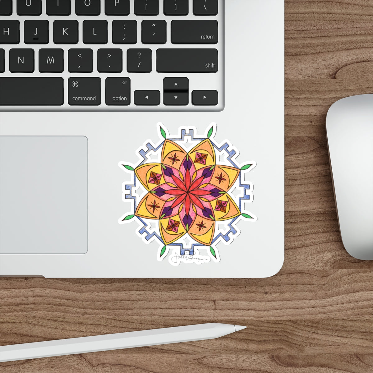 Premium Die-Cut Waterproof Vinyl Sticker | Snow Mandala