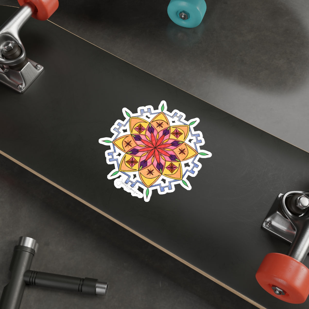 Premium Die-Cut Waterproof Vinyl Sticker | Snow Mandala