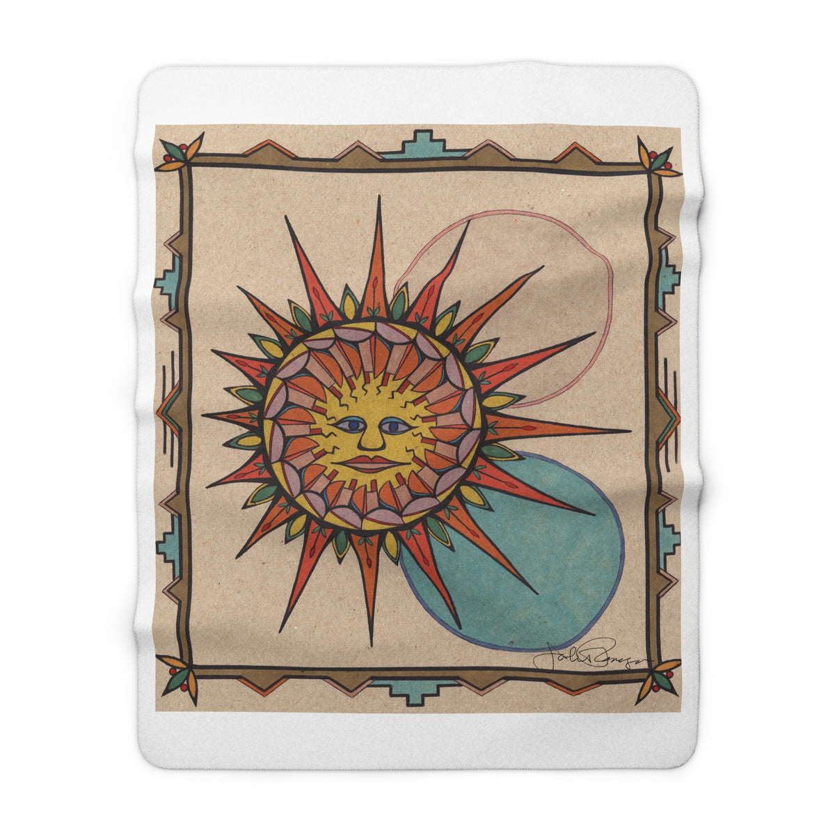 Sherpa Premium Fleece Art Blanket | Sun Face