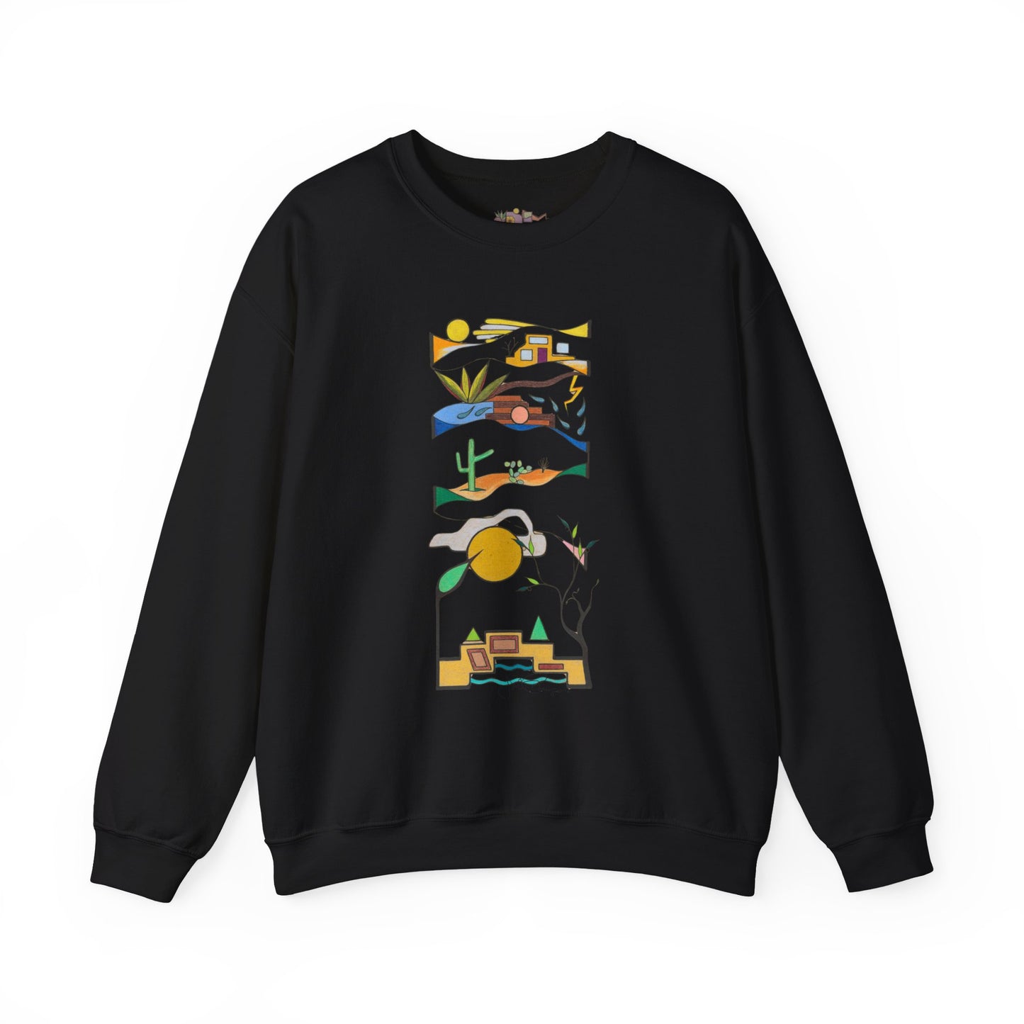Southwest Desert Crewneck Sweatshirt — Minimalist Cactus & Adobe Landscape
