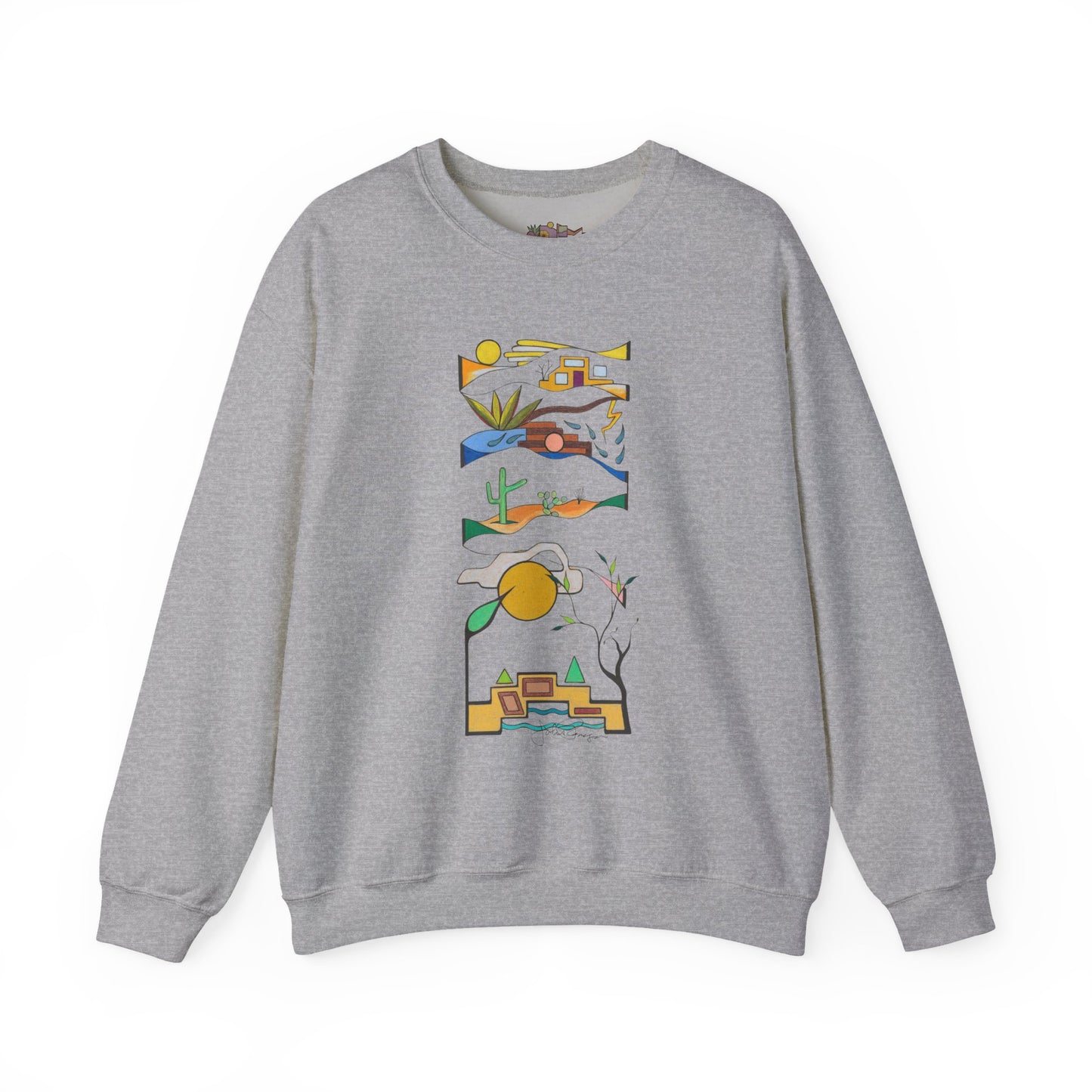 Southwest Desert Crewneck Sweatshirt — Minimalist Cactus & Adobe Landscape