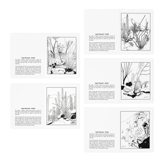Sabino Canyon Hand-Drawn Fine Art Note Cards by Jean Penczar (Set of 5)
