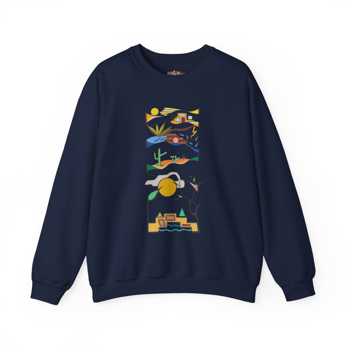 Southwest Desert Crewneck Sweatshirt — Minimalist Cactus & Adobe Landscape