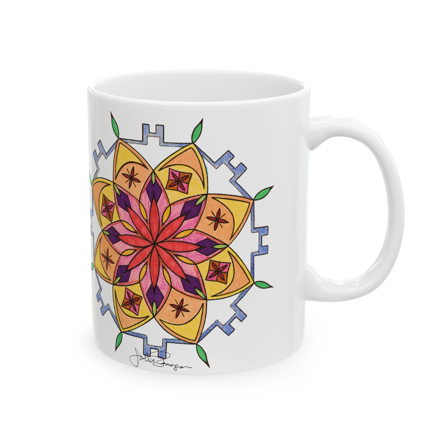 Snow Mandala - Wrap-Around Ceramic Art Mug (11oz, 15oz)