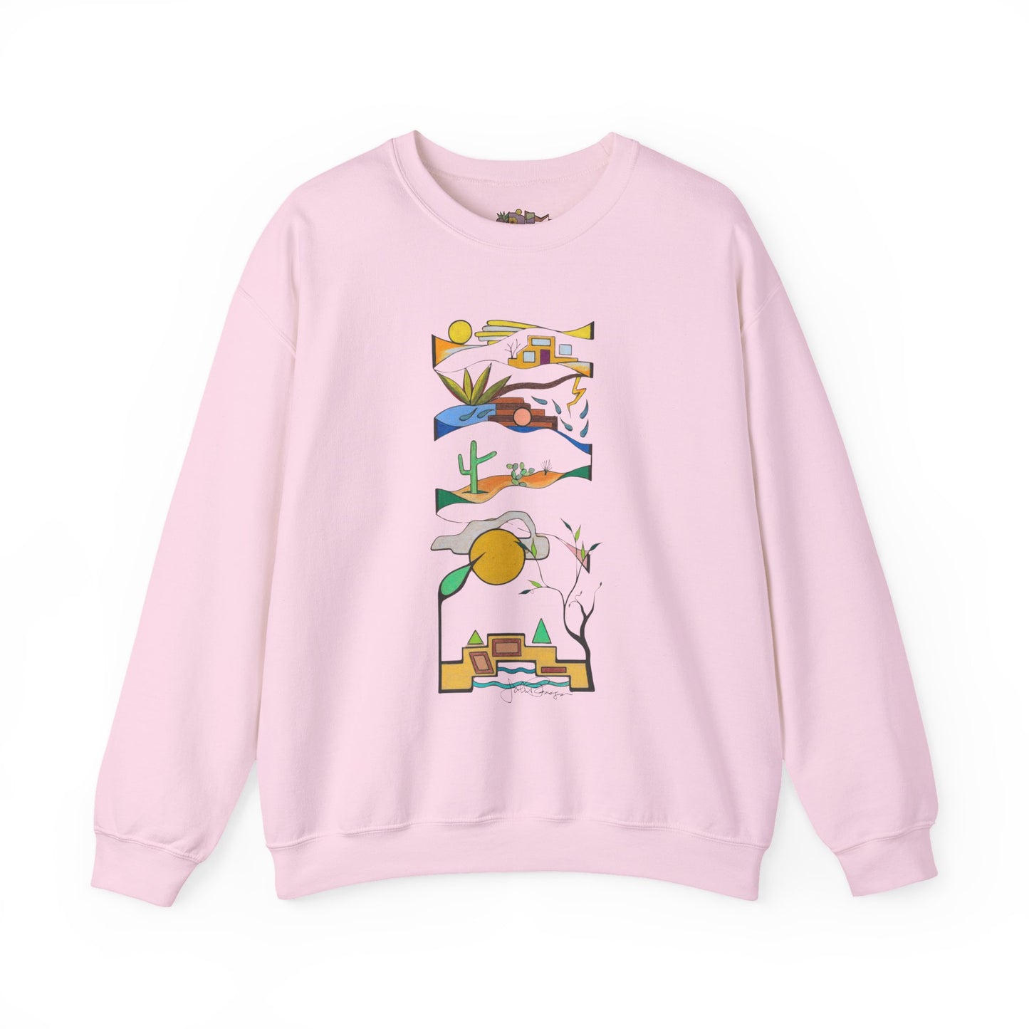 Southwest Desert Crewneck Sweatshirt — Minimalist Cactus & Adobe Landscape