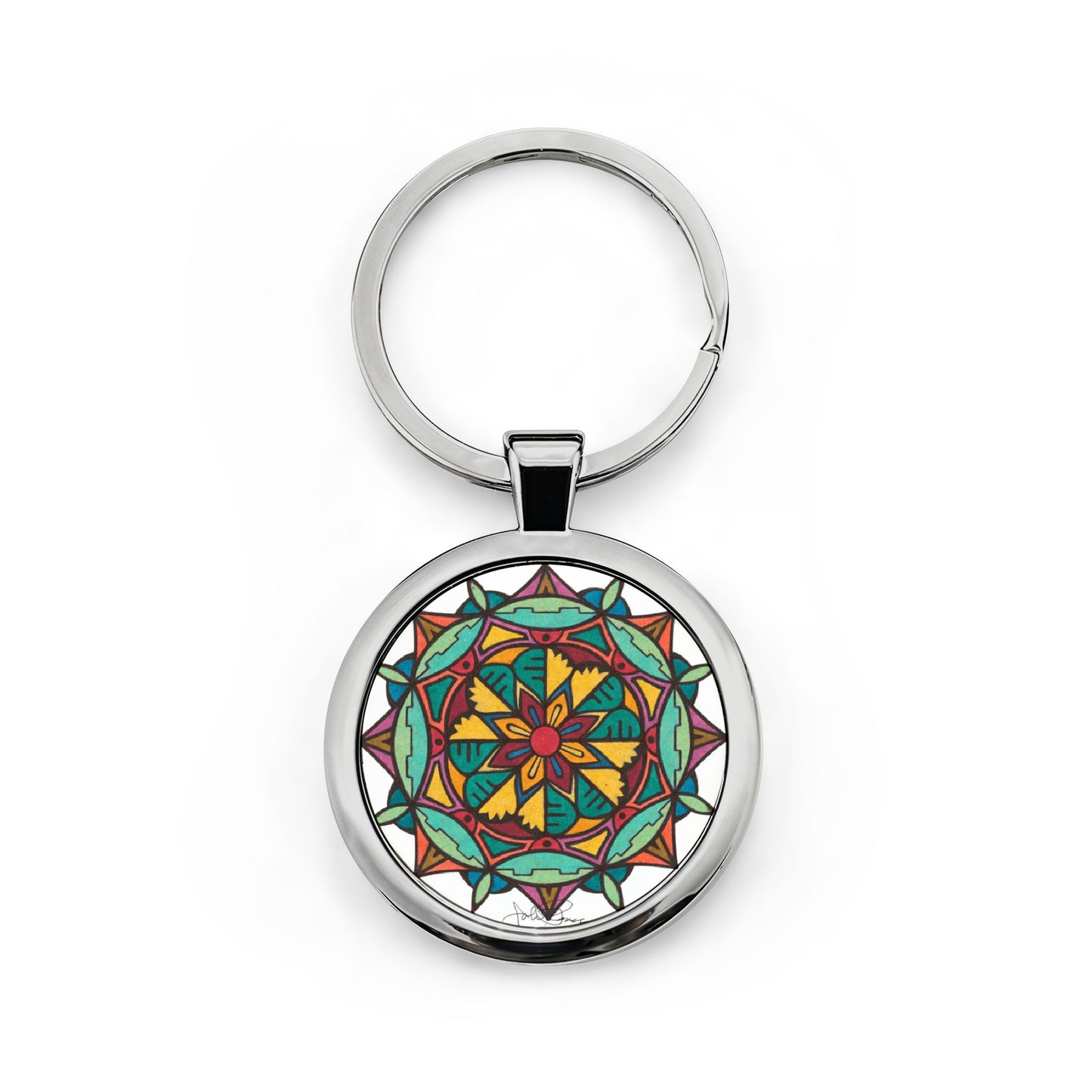 Roundabout Mandala - Stainless Steel Art Keychain