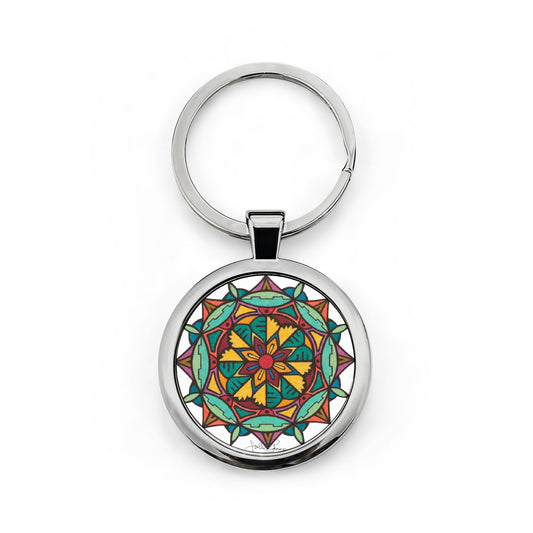 Roundabout Mandala - Stainless Steel Art Keychain