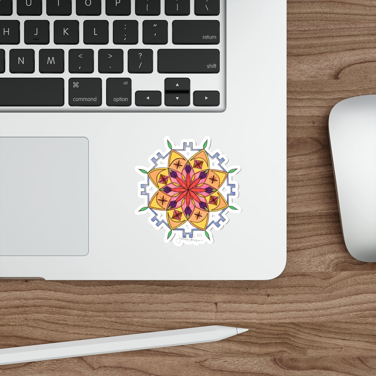 Premium Die-Cut Waterproof Vinyl Sticker | Snow Mandala