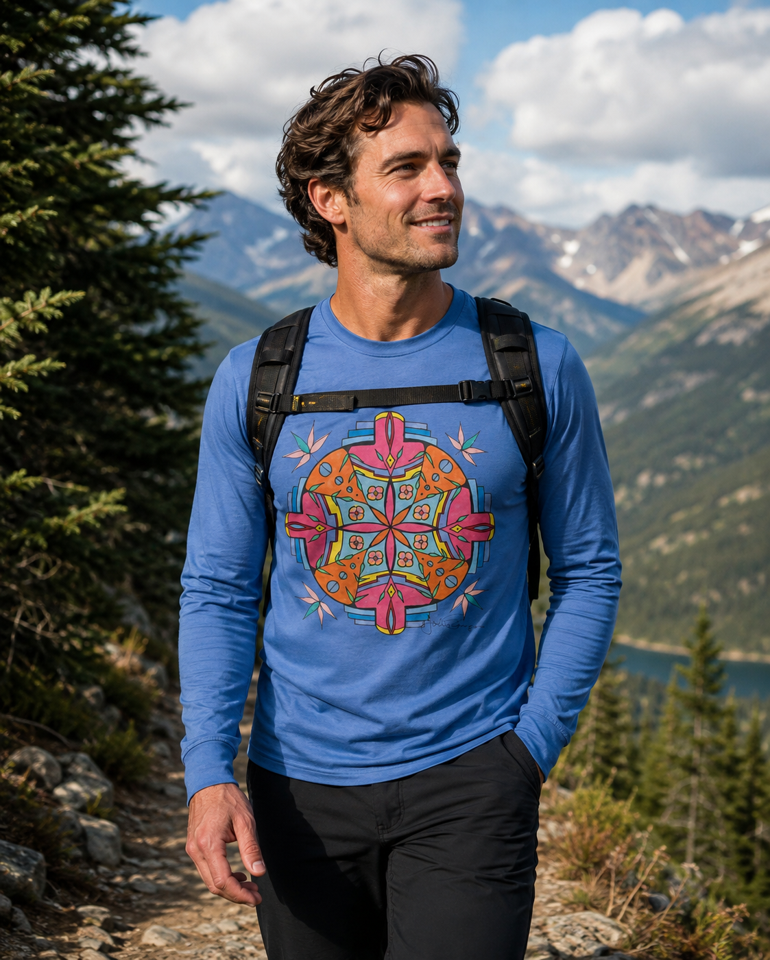 Premium Long Sleeve T-Shirt Wearable Art | Break Out Mandala
