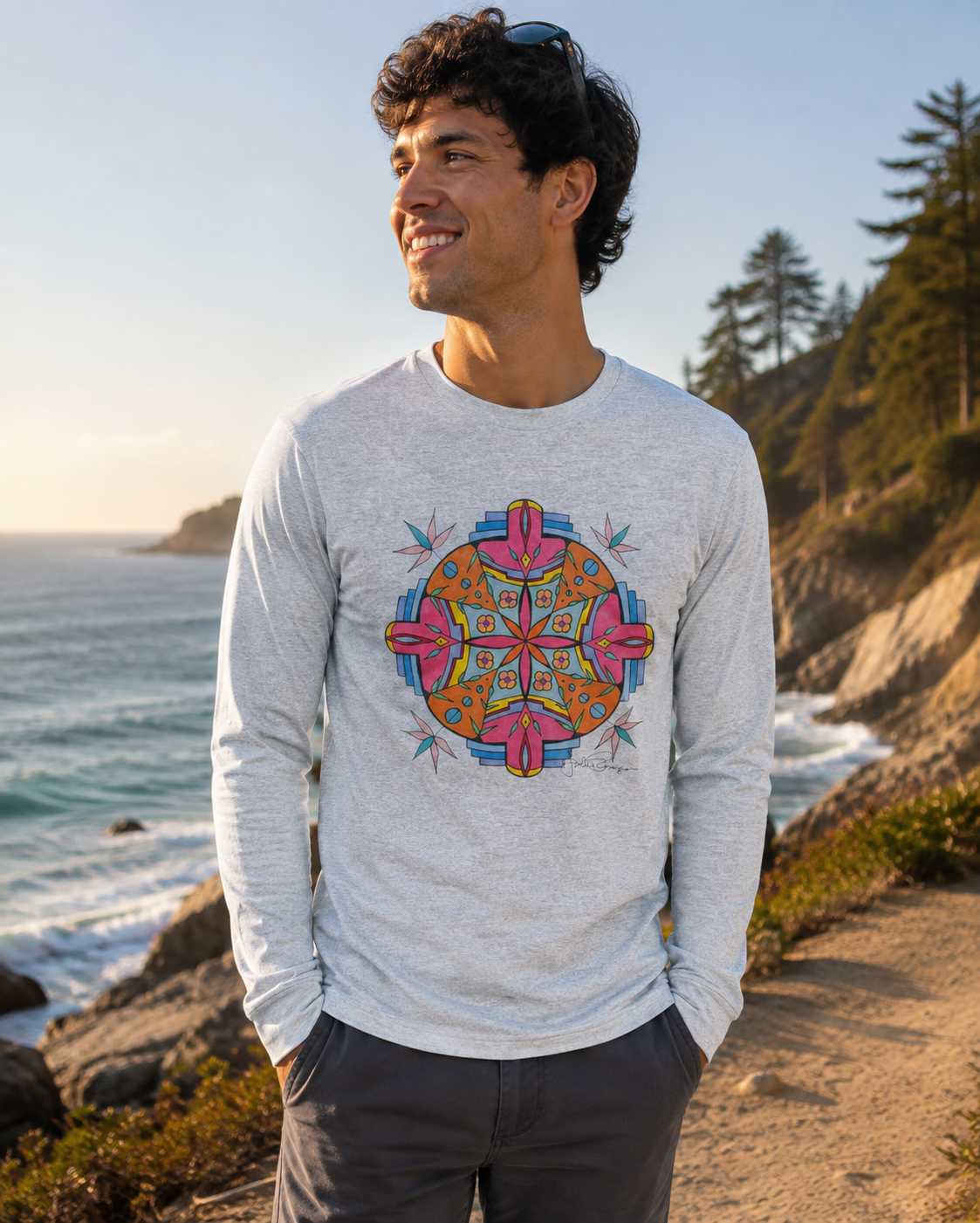 Premium Long Sleeve T-Shirt Wearable Art | Break Out Mandala