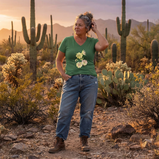 Woman's Premium Short Sleeve V-Neck Wearable Art | Blossoms