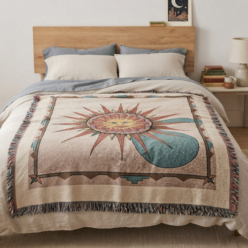 Premium Tapestry Woven Blanket | Sun Face