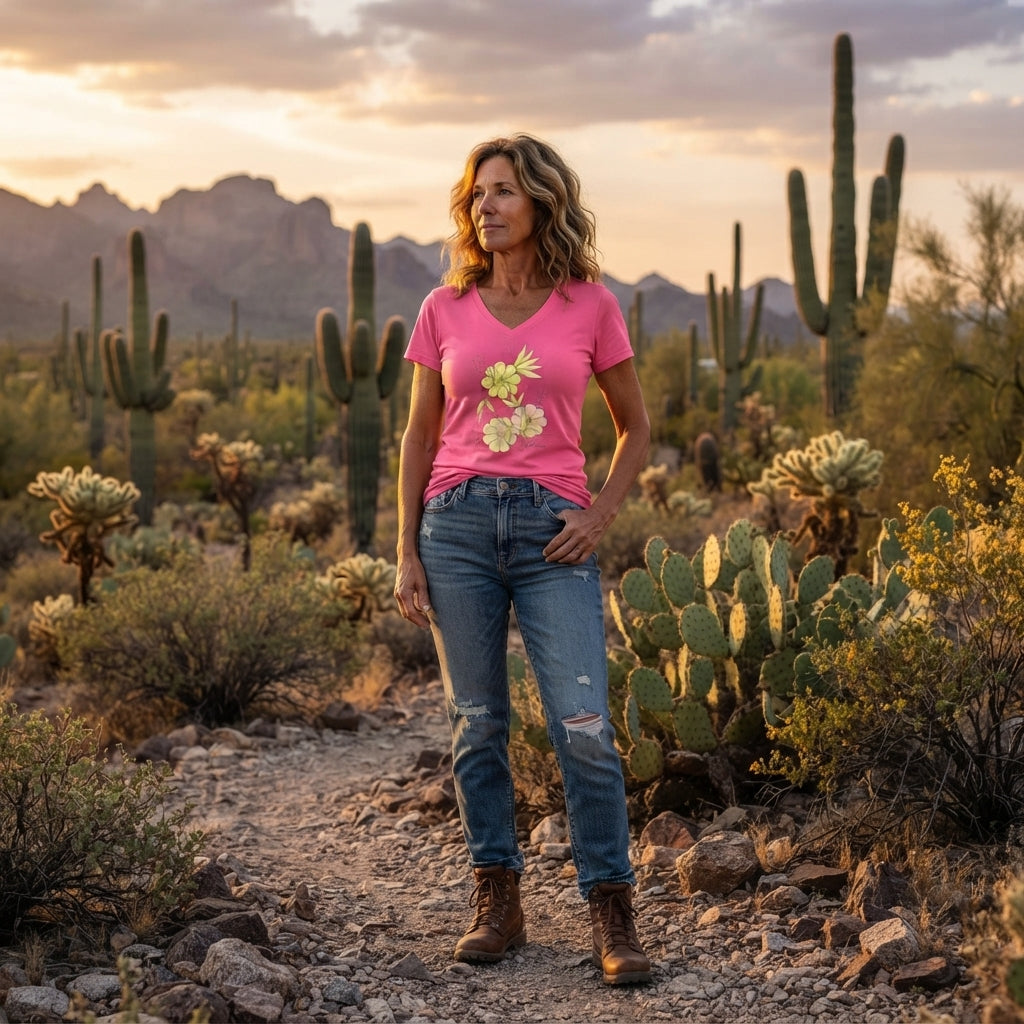 Woman's Premium Short Sleeve V-Neck Wearable Art | Blossoms