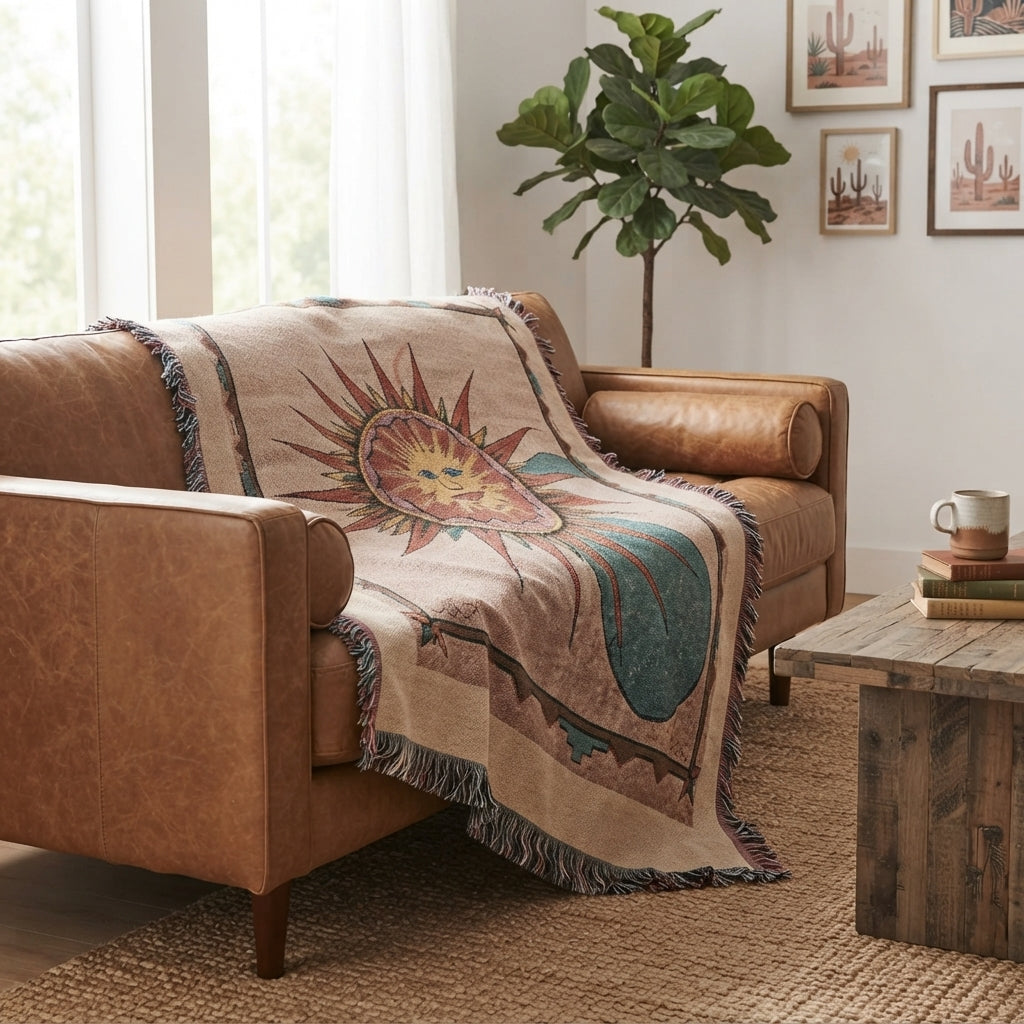 Premium Tapestry Woven Blanket | Sun Face