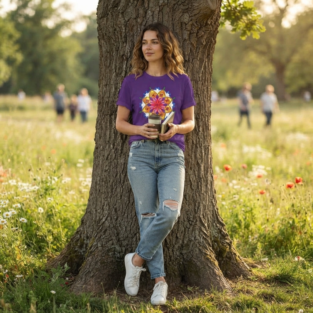 Premium Short Sleeve T-Shirt Wearable Art | Snow Mandala