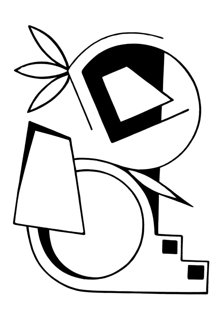 Abstract black and white design on a white background
