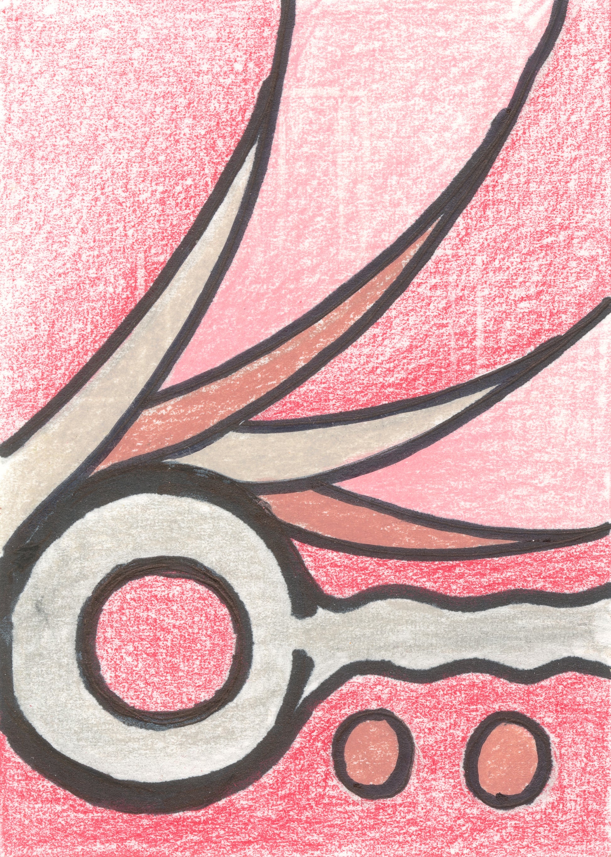 Illustration of a hairbrush with feathers on a pink background