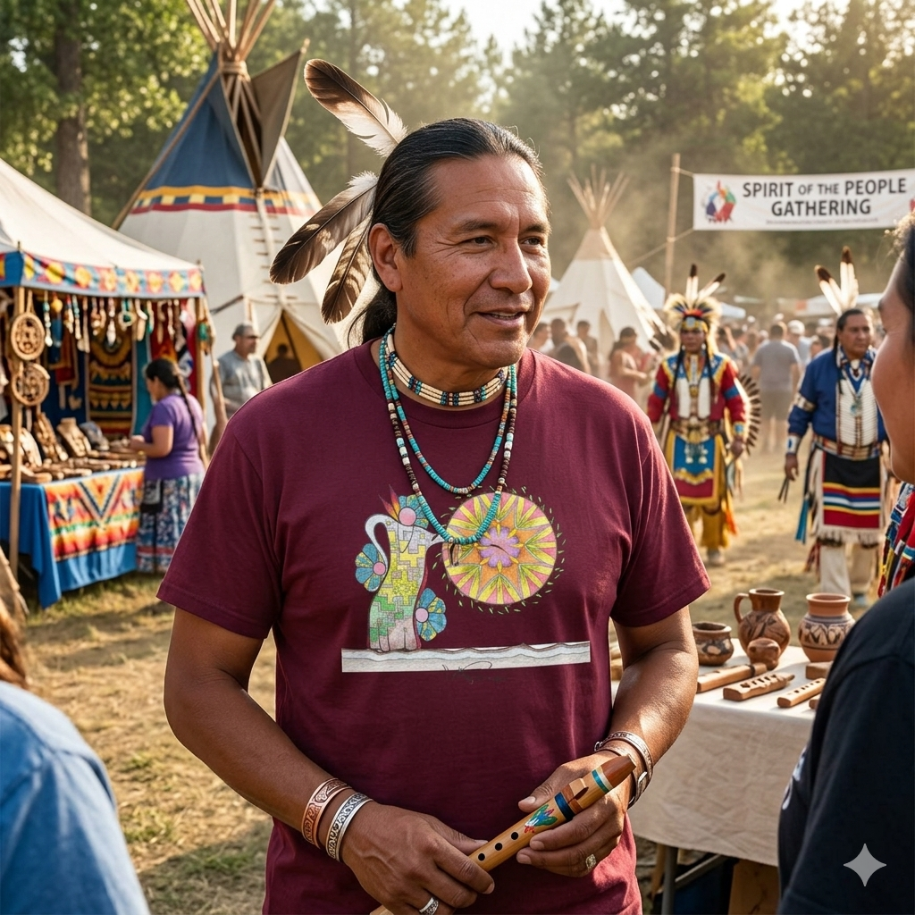 Premium Short Sleeve T-Shirt Wearable Art | Pow Wow Drum